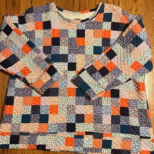 New Lands End Woman’s 3/4 Sleeve Quilted Pattern Top